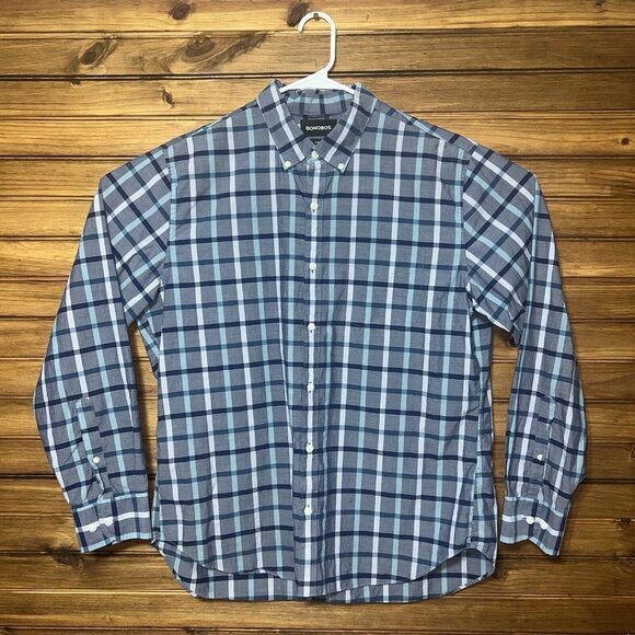 Bonobos Shirt Mens Size XL Slim Fit Blue Checkered Long Sleeve Button LOT OF TWO - Picture 5 of 10